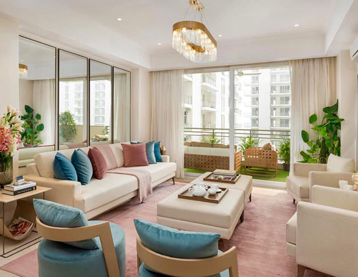 cozy living room with contrast